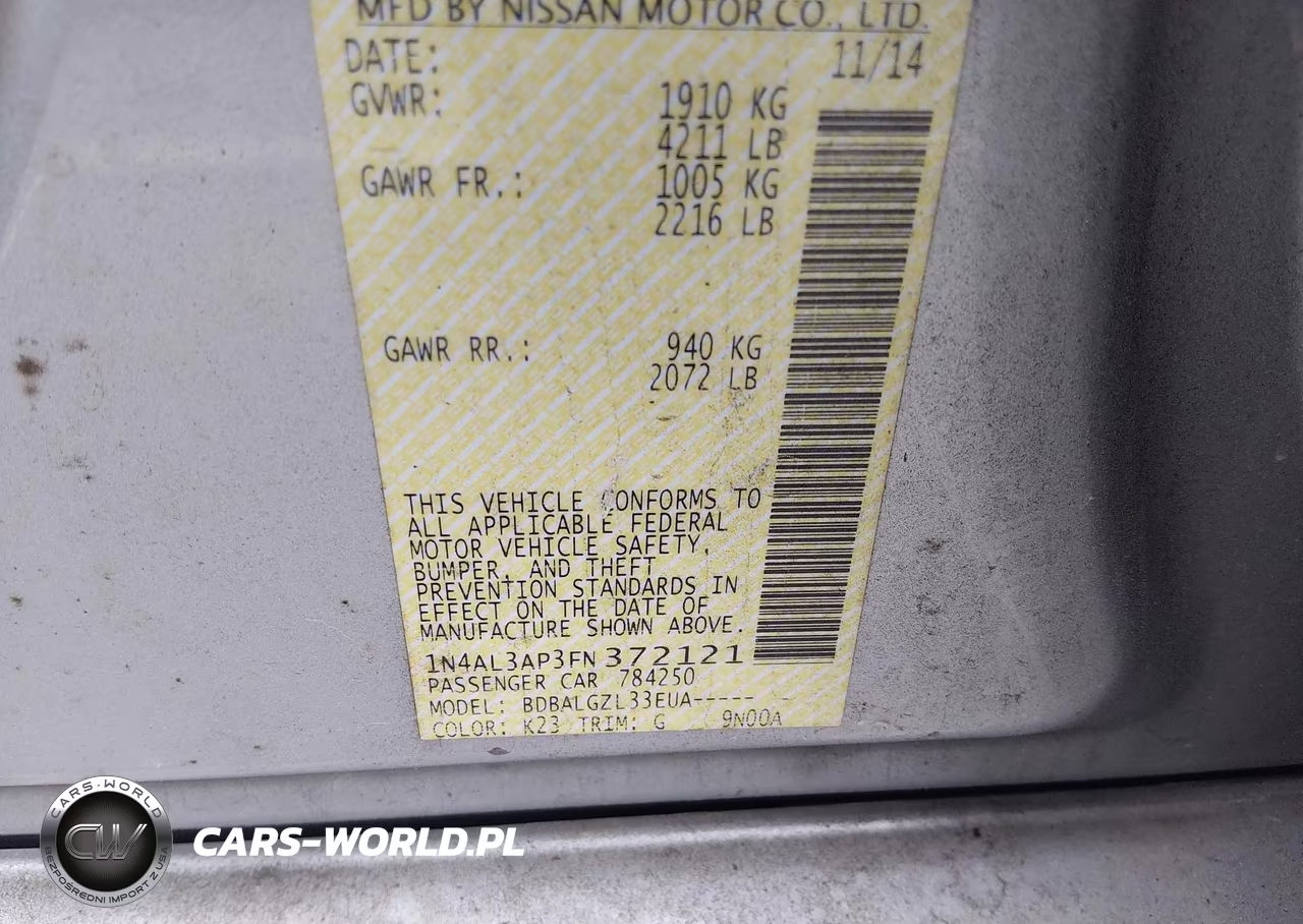 2015 Nissan Altima 2.5 S VIN:1N4AL3AP3FN372121 - 9