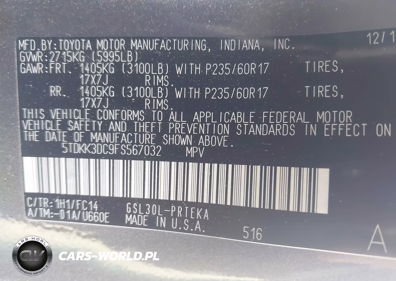 2015 Toyota Sienna Le 8 Passenger VIN:5TDKK3DC9FS567032 - 9