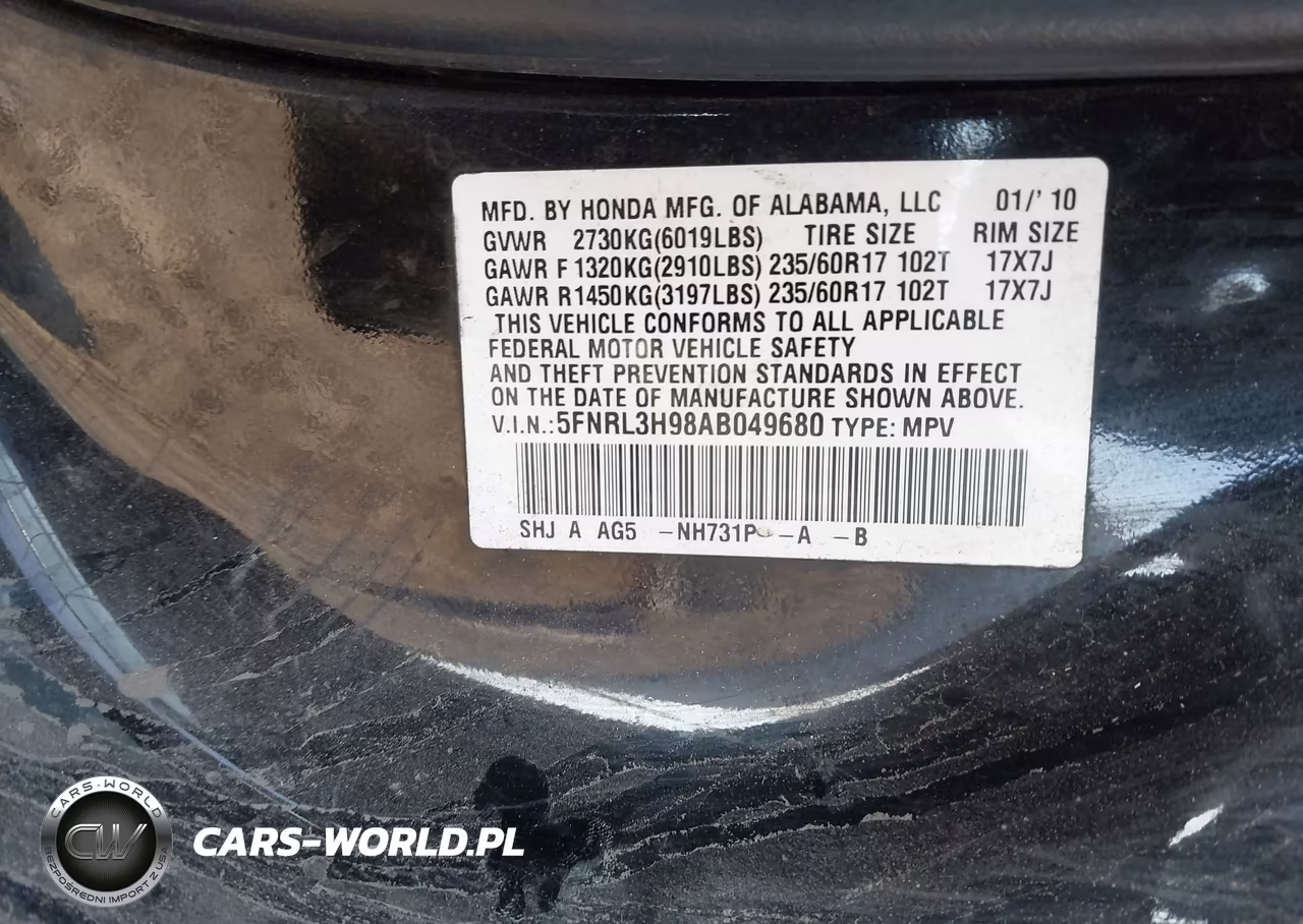 2010 Honda Odyssey Touring VIN:5FNRL3H98AB049680 - 9