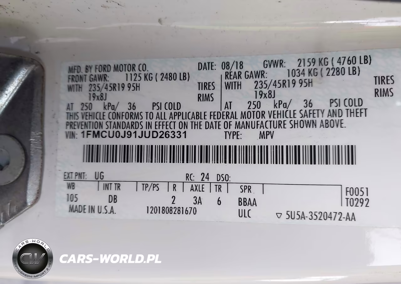 2018 Ford Escape Titanium VIN:1FMCU0J91JUD26331 - 9