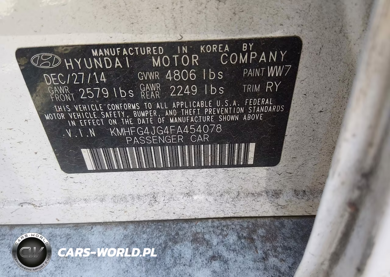 2015 Hyundai Azera VIN:KMHFG4JG4FA454078 - 9