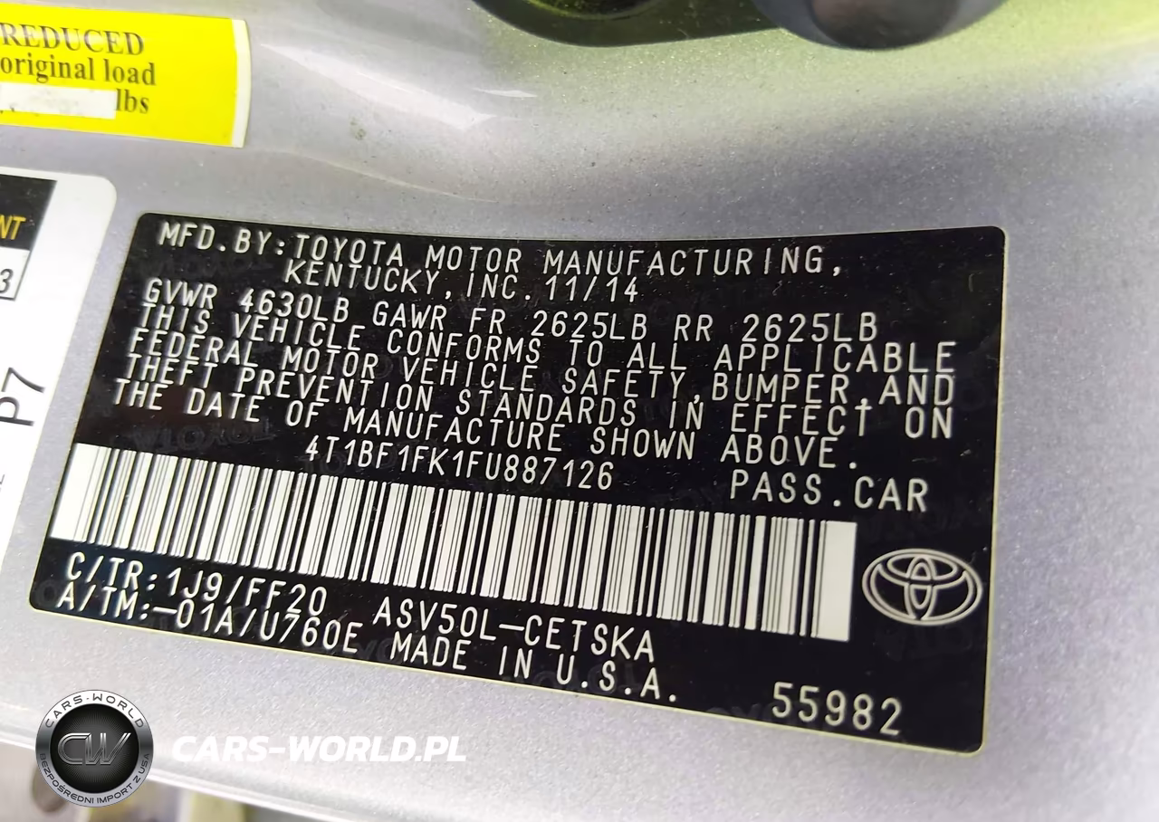 2015 Toyota Camry Se VIN:4T1BF1FK1FU887126 - 9