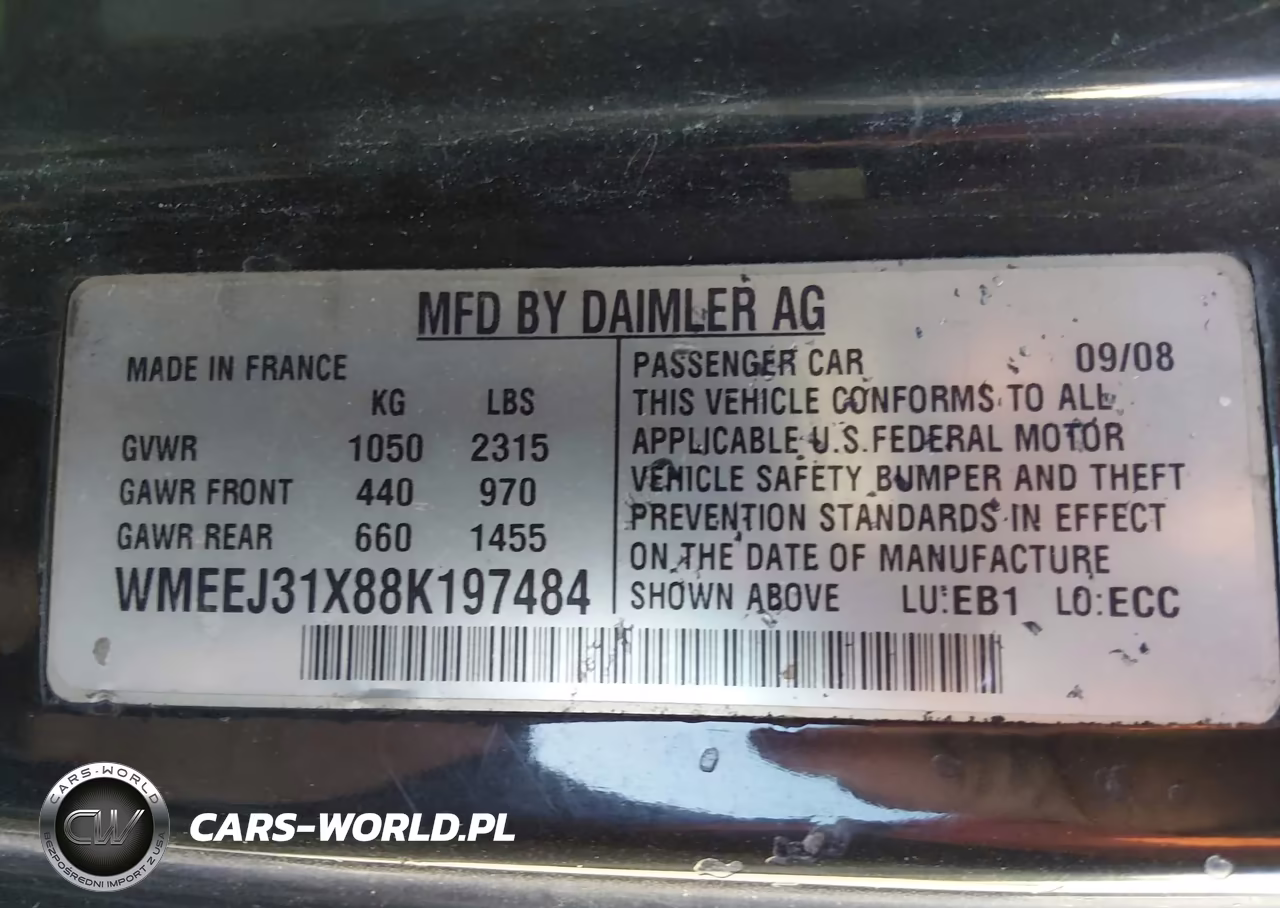 2008 Smart Fortwo Passion-Pure VIN:WMEEJ31X88K197484 - 9