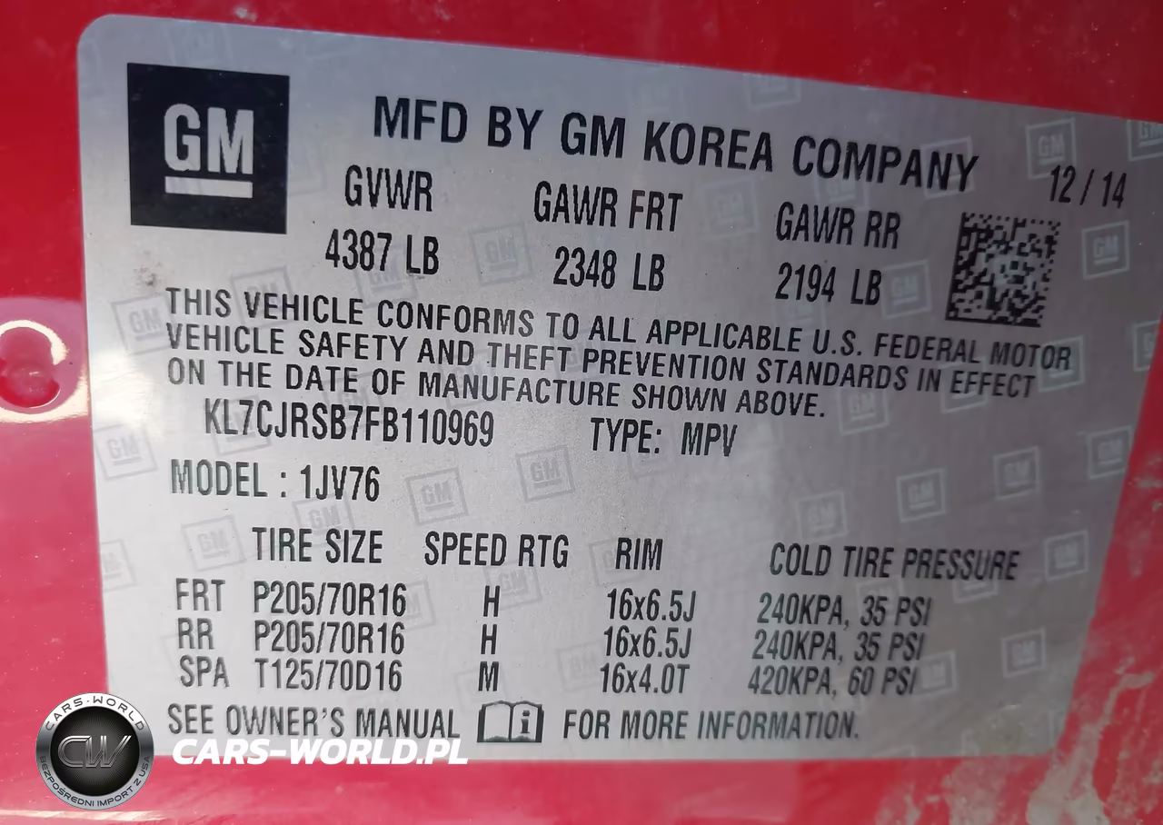 2015 Chevrolet Trax Lt VIN:KL7CJRSB7FB110969 - 9