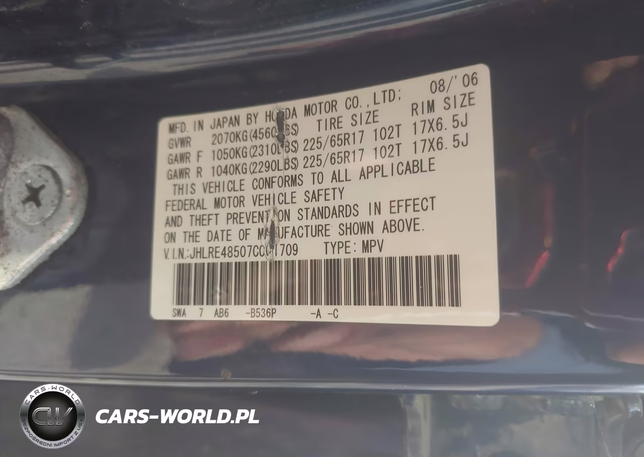 2007 Honda Cr-V Ex VIN:JHLRE48507C001709 - 9