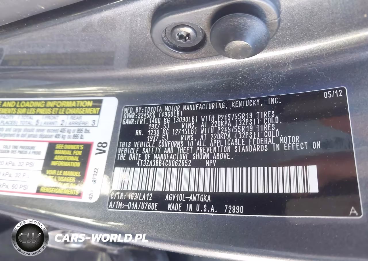 2012 Toyota Venza Xle VIN:4T3ZA3BB4CU062652 - 9