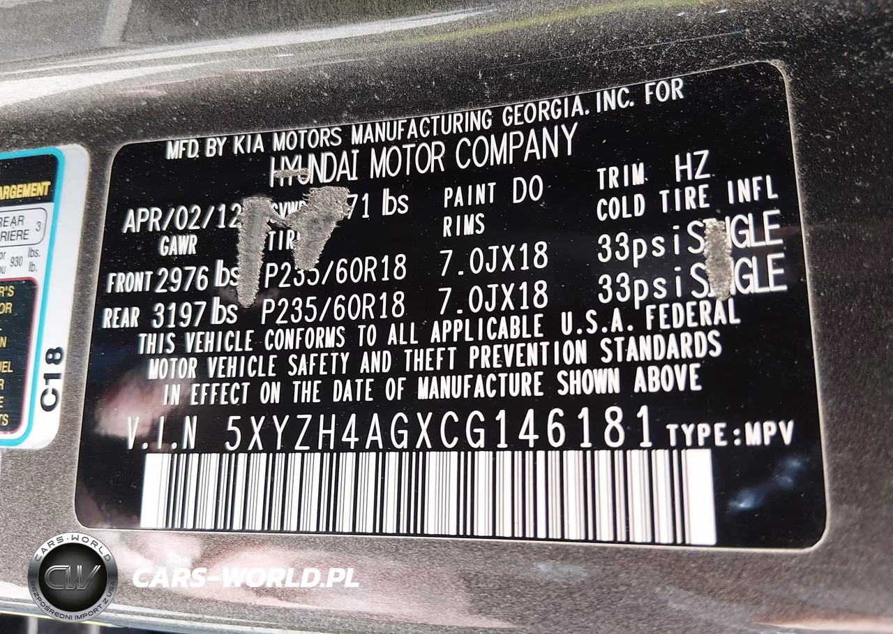 2012 Hyundai Santa Fe Se VIN:5XYZH4AGXCG146181 - 9