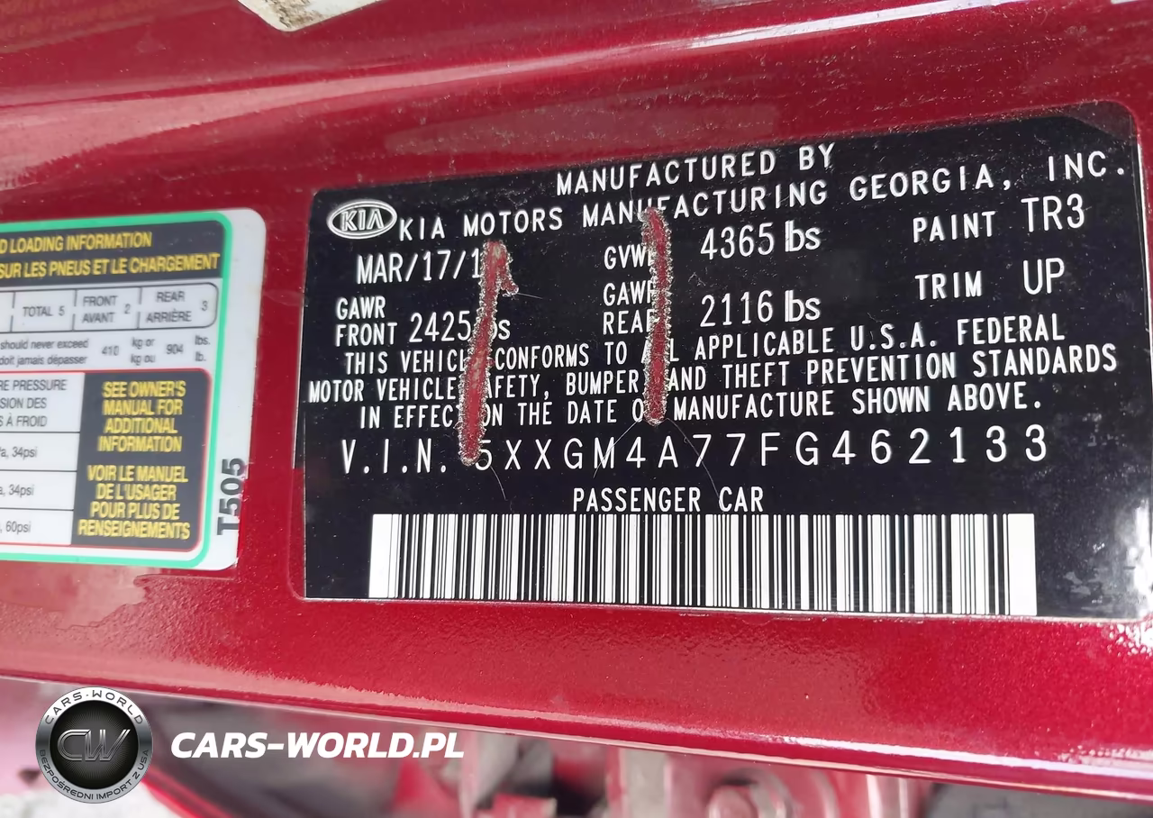 2015 Kia Optima Lx VIN:5XXGM4A77FG462133 - 9