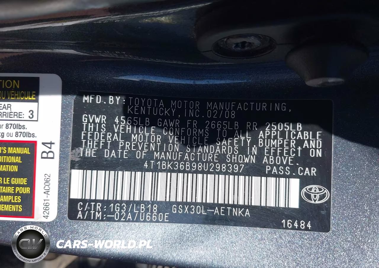 2008 Toyota Avalon Touring VIN:4T1BK36B98U298397 - 9
