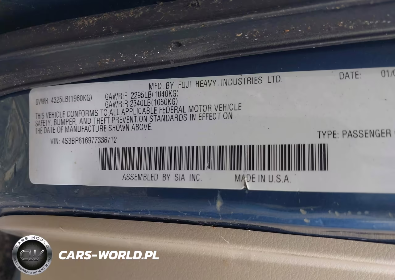 2007 Subaru Legacy 2.5I VIN:4S3BP616977336712 - 9