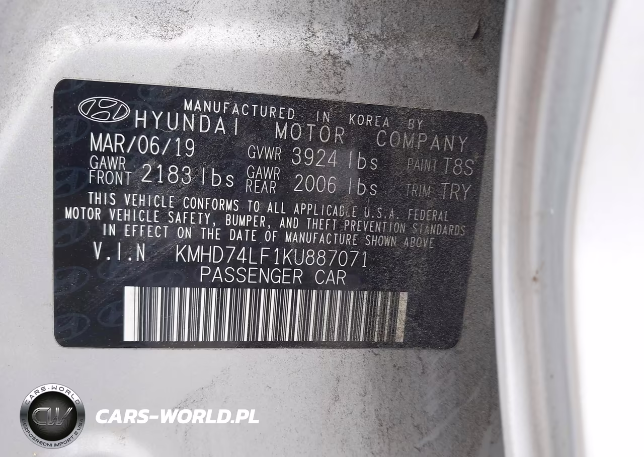 2019 Hyundai Elantra Se VIN:KMHD74LF1KU887071 - 9