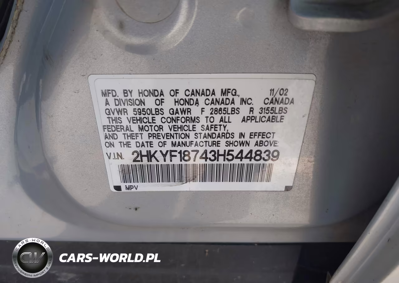 2003 Honda Pilot Ex-L VIN:2HKYF18743H544839 - 9