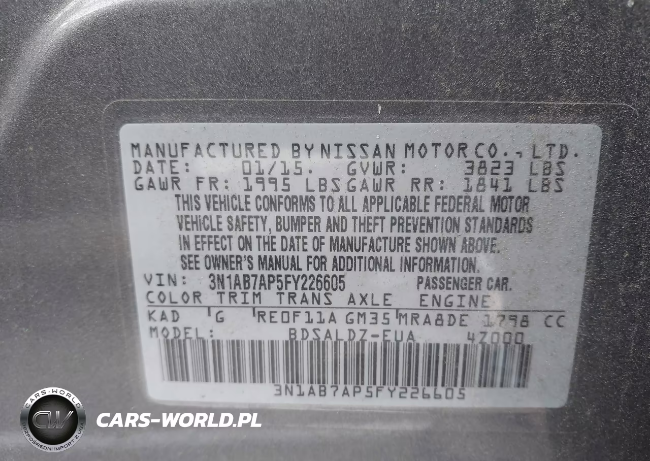 2015 Nissan Sentra Sv VIN:3N1AB7AP5FY226605 - 9