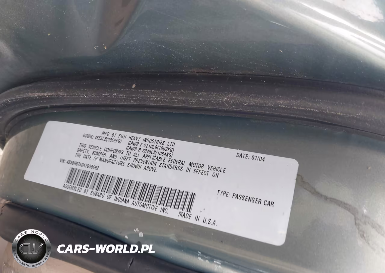 2004 Subaru Outback VIN:4S3BH675047639692 - 9
