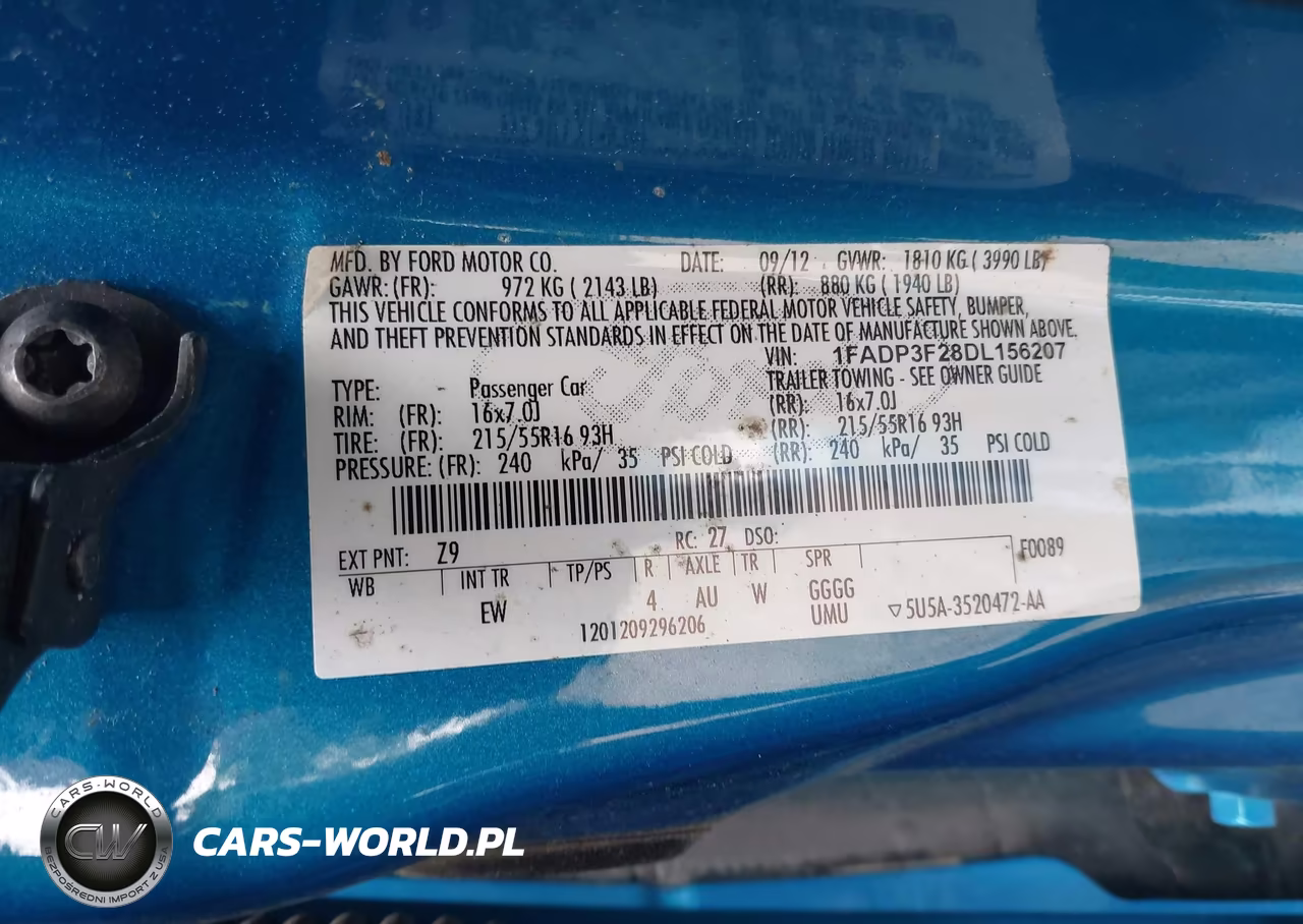2013 Ford Focus Se VIN:1FADP3F28DL156207 - 9