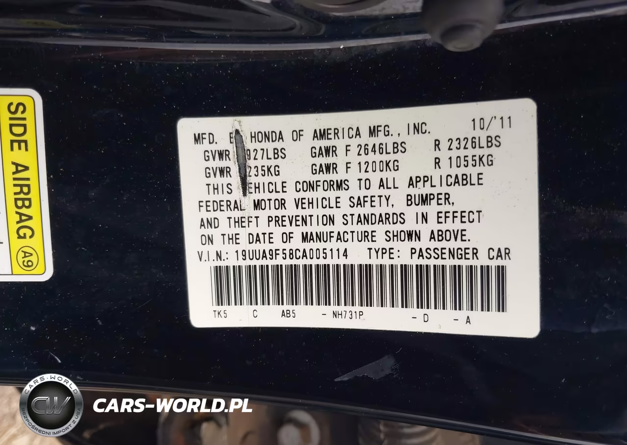 2012 Acura Tl 3.7 VIN:19UUA9F58CA005114 - 9