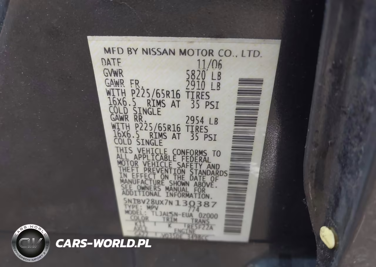 2007 Nissan Quest 3.5 S VIN:5N1BV28UX7N130387 - 9