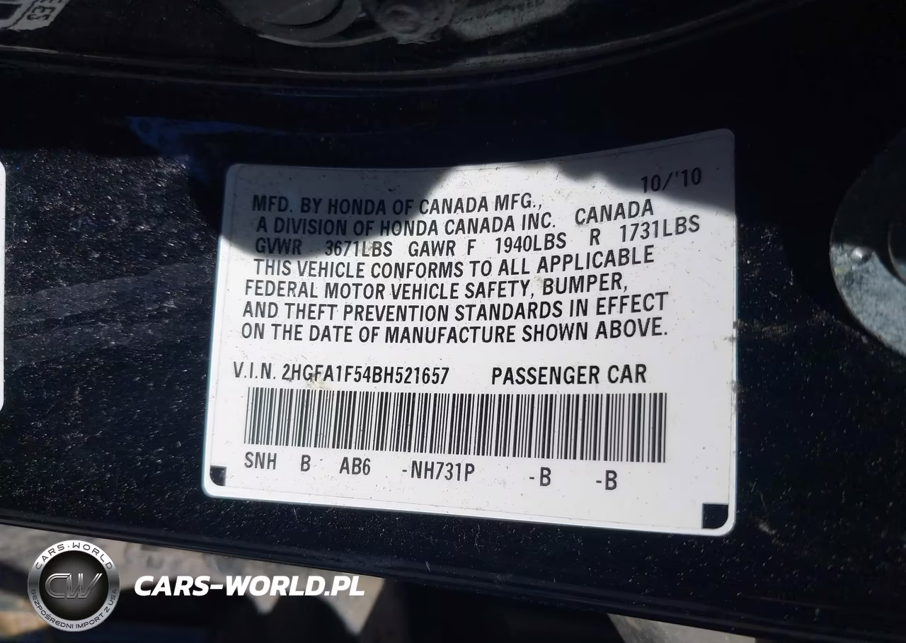 2011 Honda Civic Lx VIN:2HGFA1F54BH521657 - 9