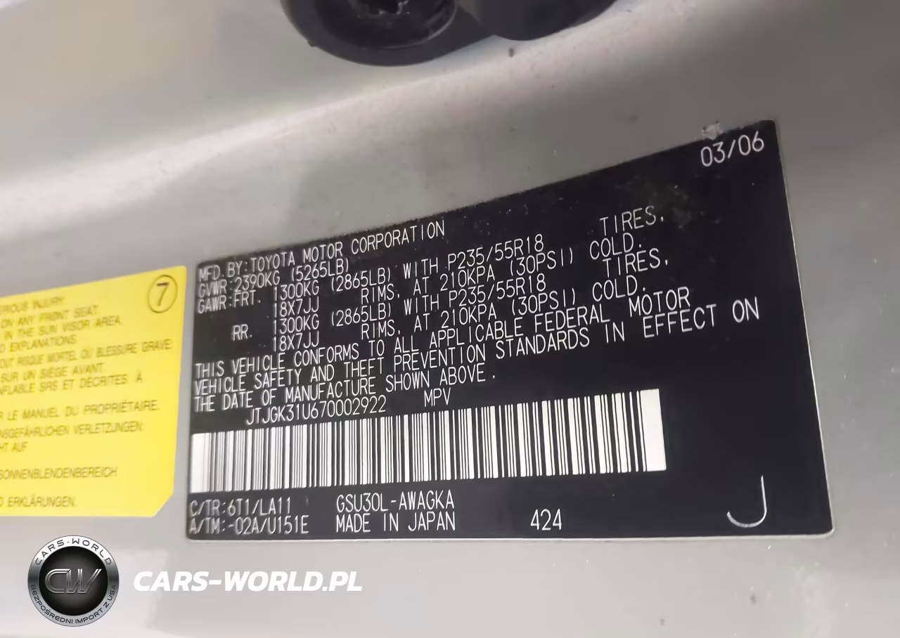 2007 Lexus Rx 350 VIN:JTJGK31U670002922 - 9