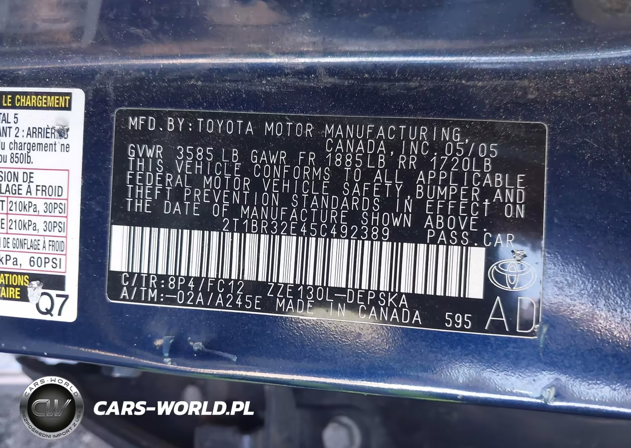 2005 Toyota Corolla S VIN:2T1BR32E45C492389 - 9