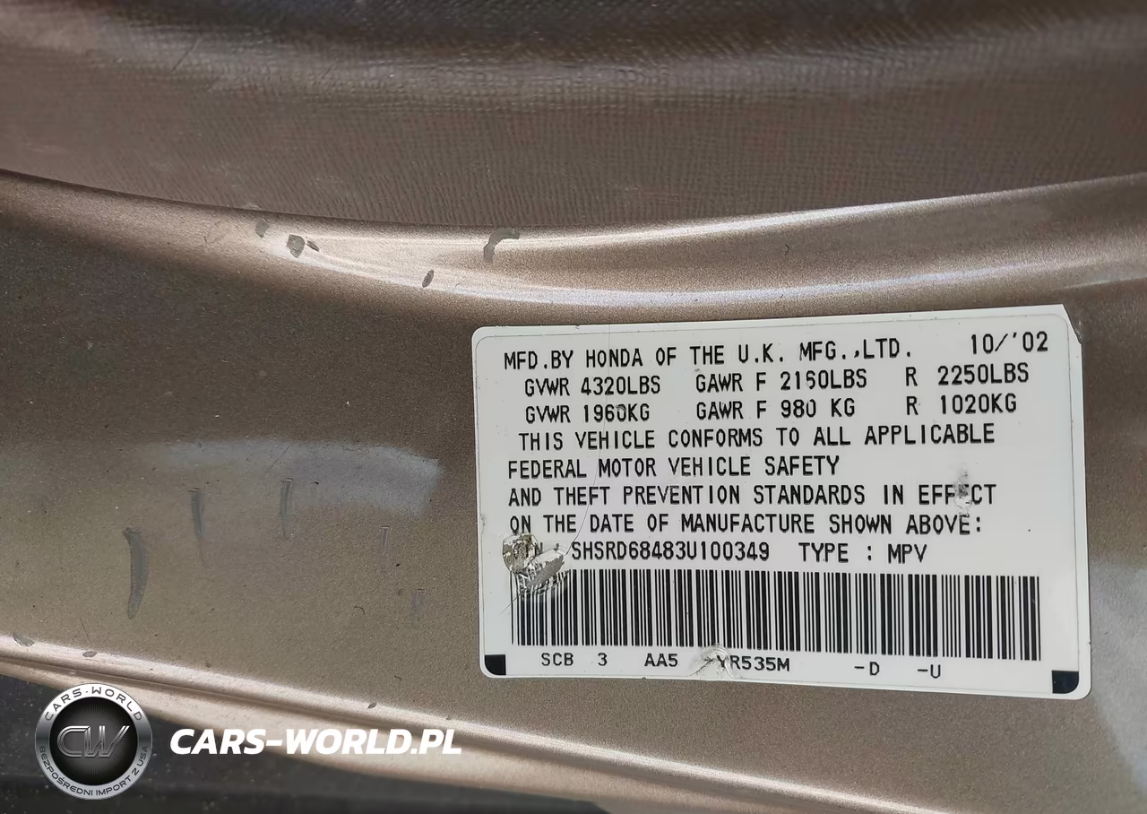 2003 Honda Cr-V Lx VIN:SHSRD68483U100349 - 9