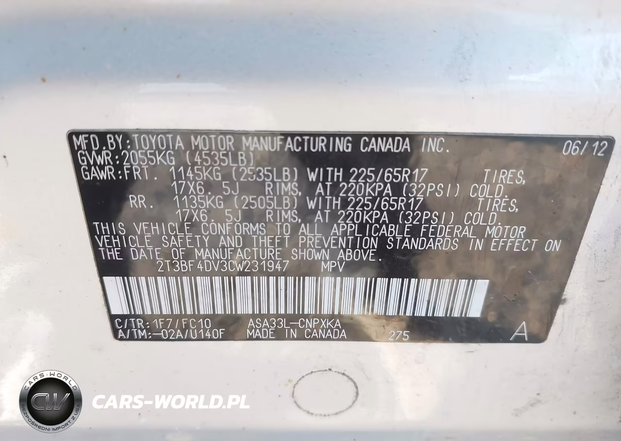 2012 Toyota Rav4 VIN:2T3BF4DV3CW231947 - 9