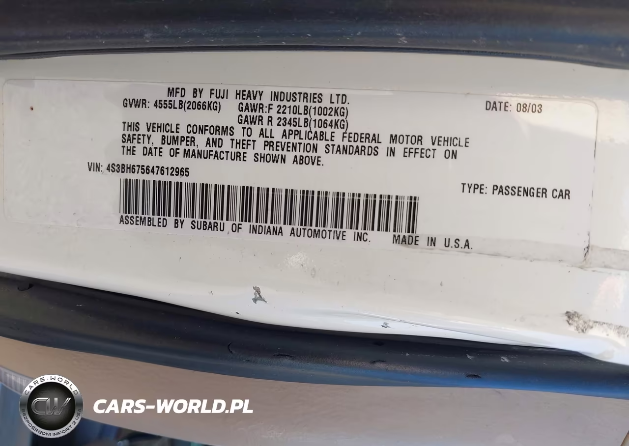 2004 Subaru Outback VIN:4S3BH675647612965 - 9