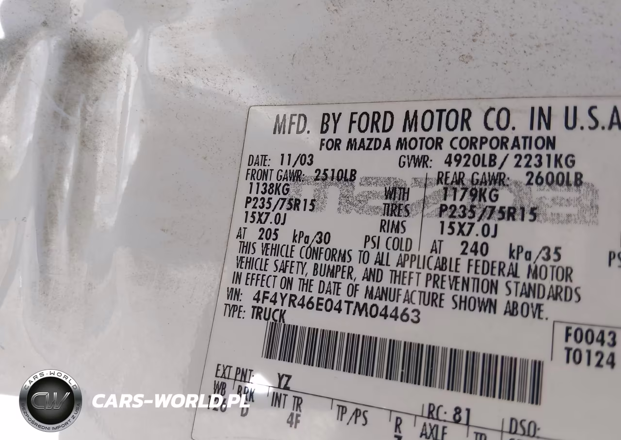 2004 Mazda B4000 Ds VIN:4F4YR46E04TM04463 - 9