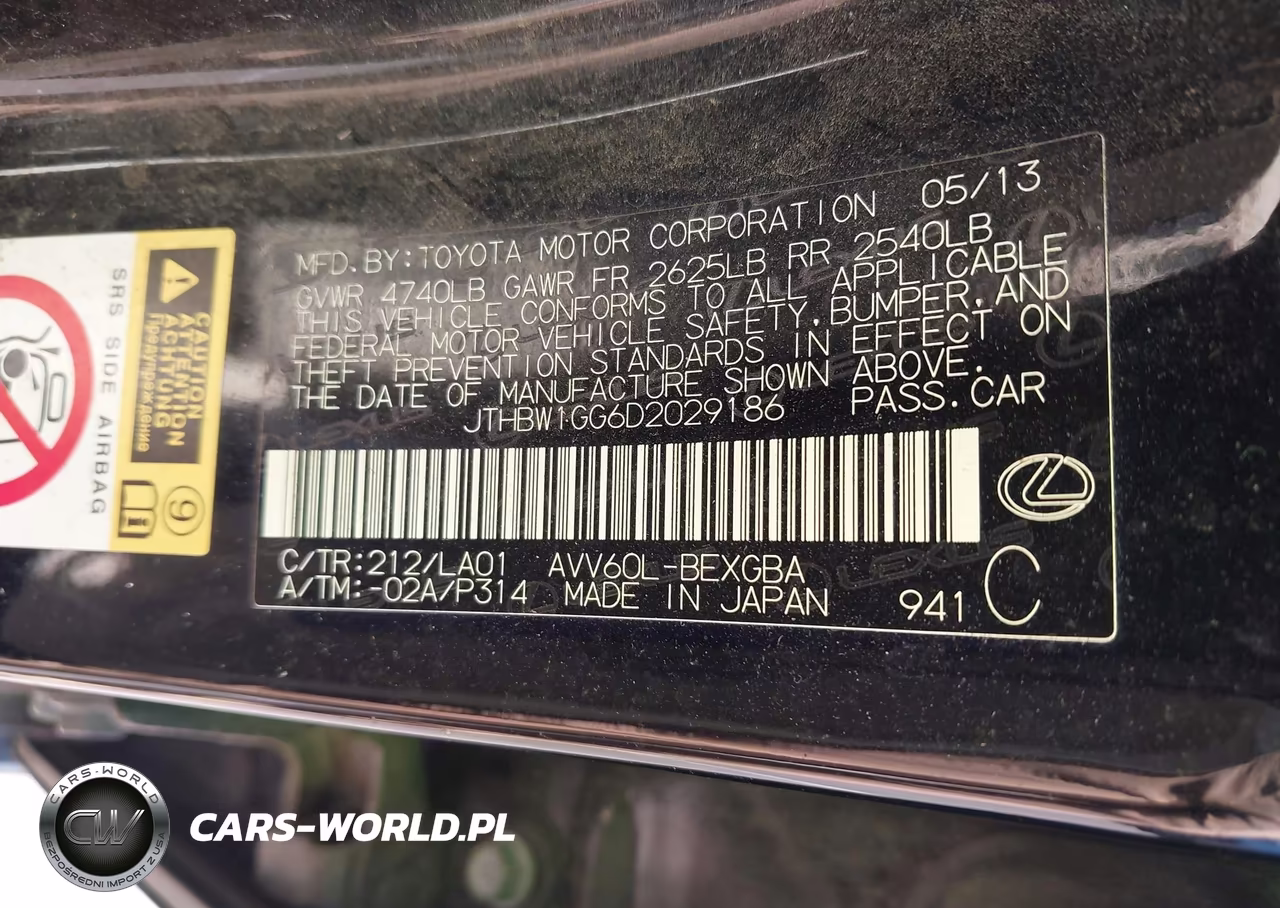 2013 Lexus Es 300H VIN:JTHBW1GG6D2029186 - 9