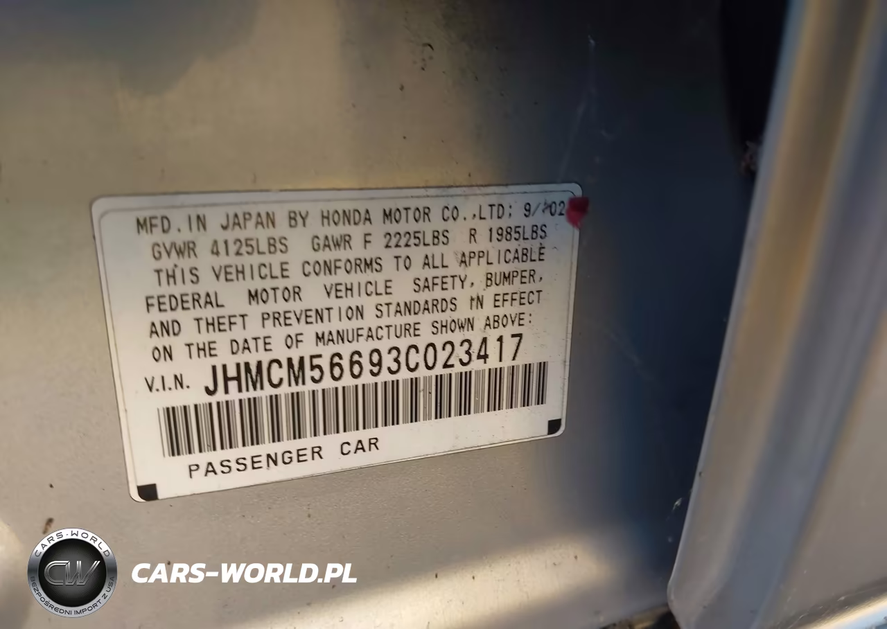 2003 Honda Accord 2.4 Ex VIN:JHMCM56693C023417 - 9