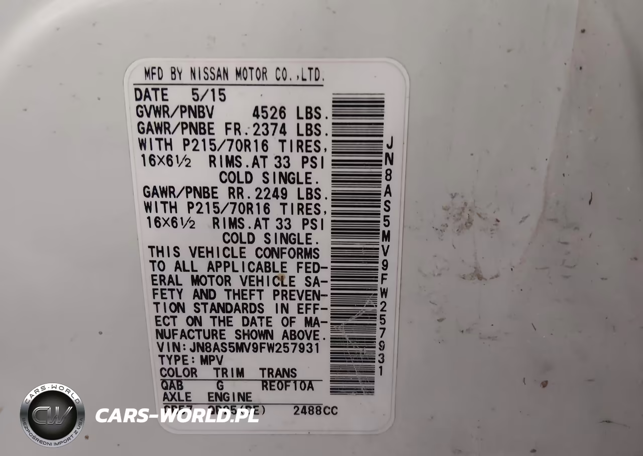 2015 Nissan Rogue Select S VIN:JN8AS5MV9FW257931 - 9