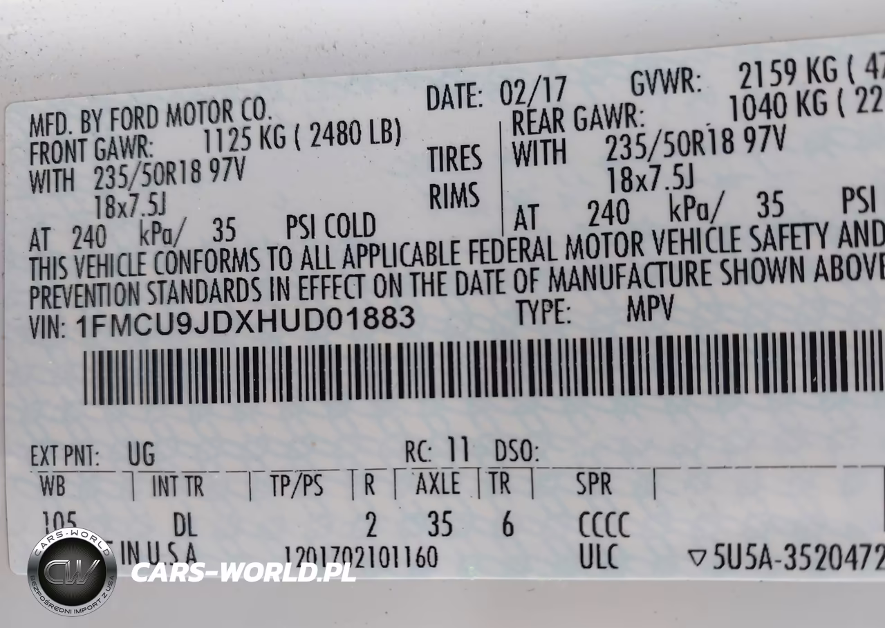 2017 Ford Escape Titanium VIN:1FMCU9JDXHUD01883 - 9