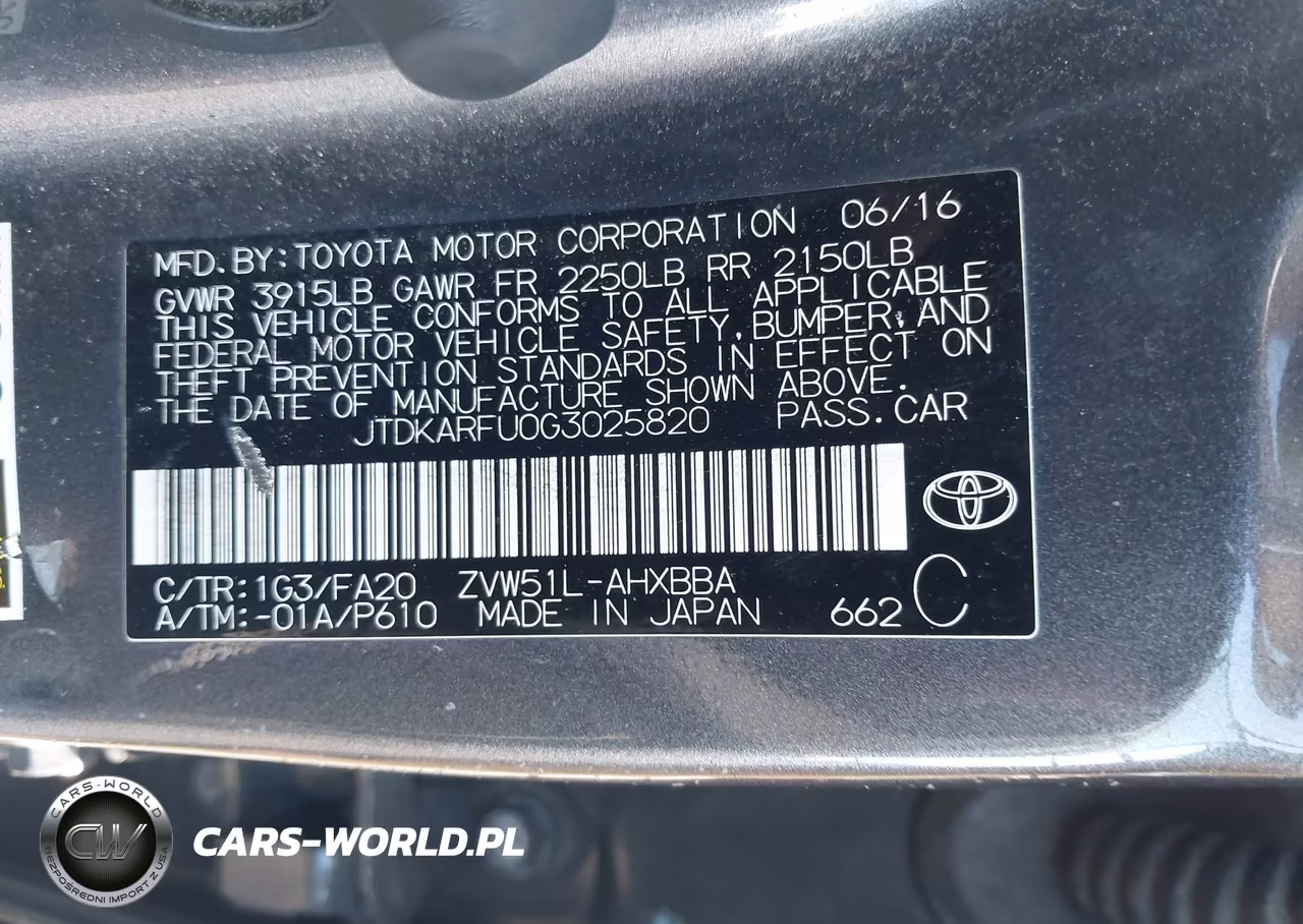 2016 Toyota Prius Two Eco VIN:JTDKARFU0G3025820 - 9
