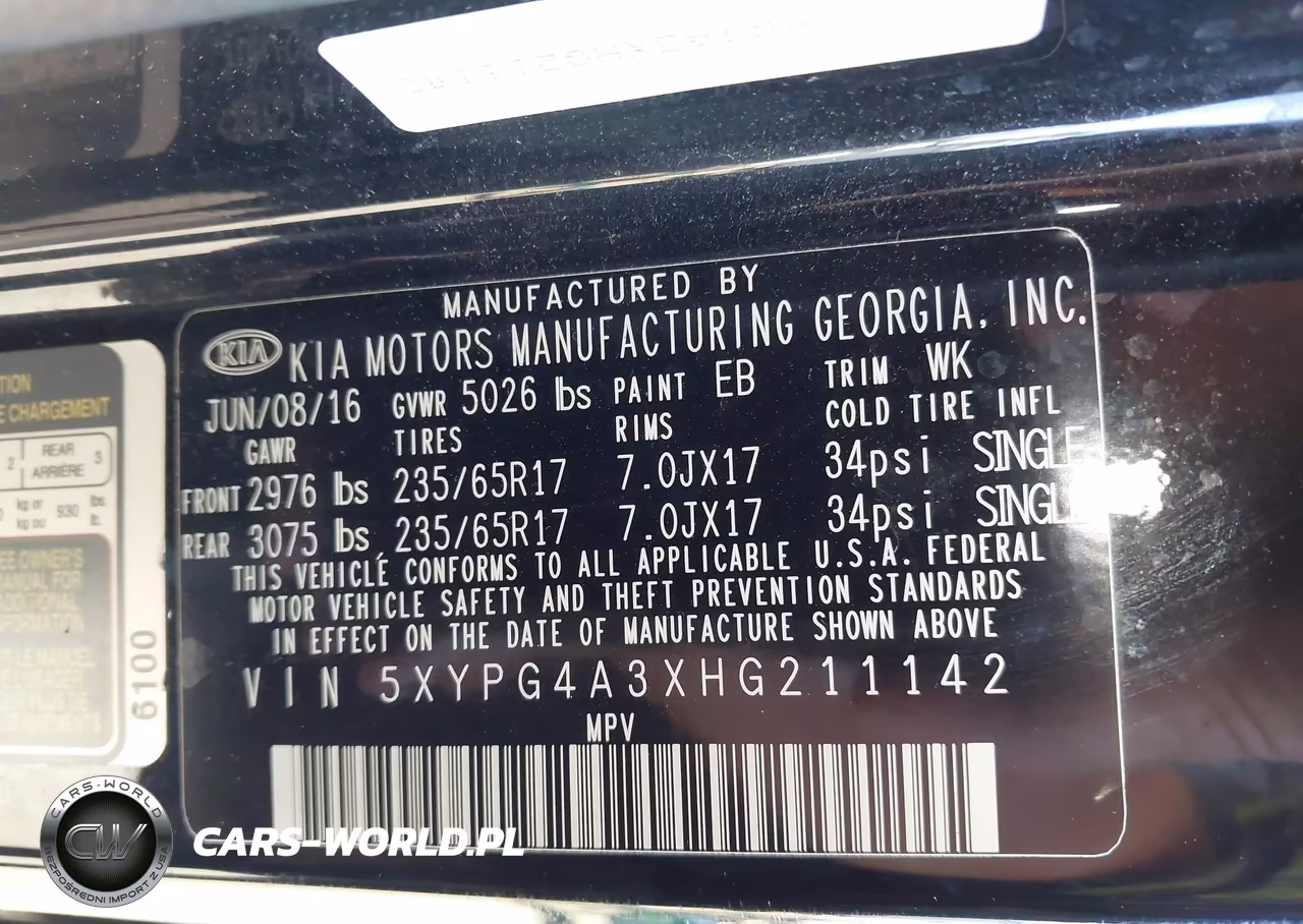 2017 Kia Sorento 2.4L L VIN:5XYPG4A3XHG211142 - 9