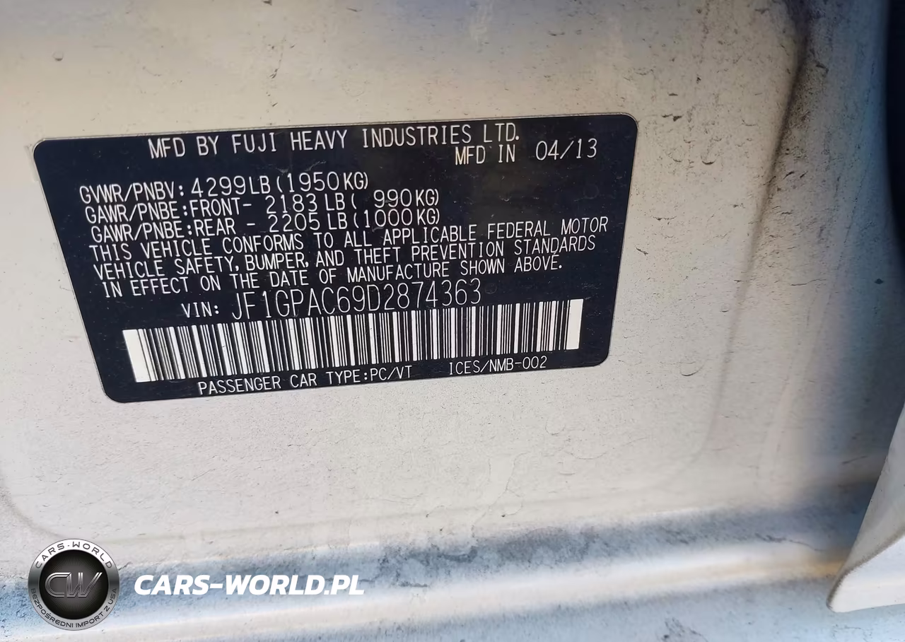 2013 Subaru Impreza 2.0I Premium VIN:JF1GPAC69D2874363 - 9