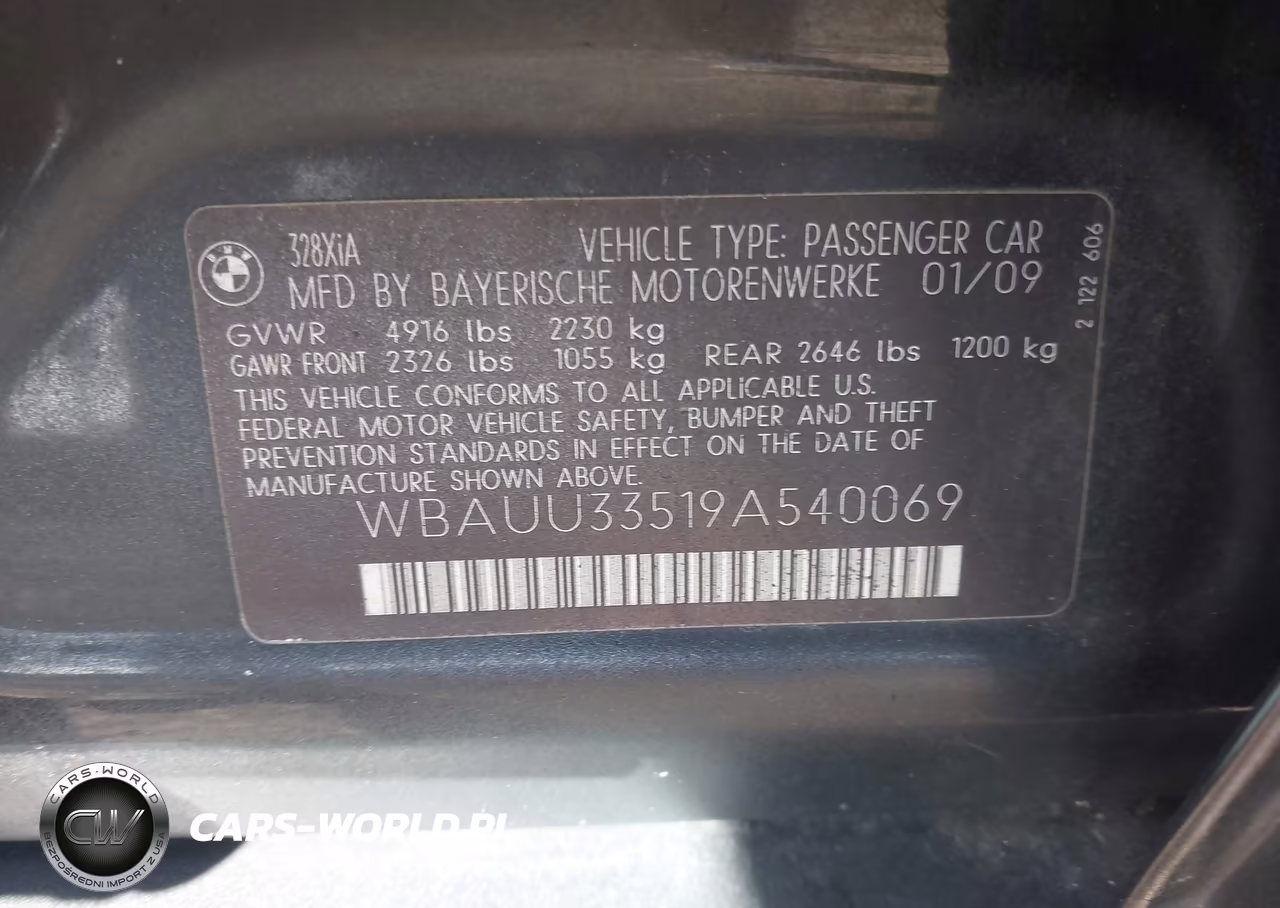 2009 BMW 328I xDrive VIN:WBAUU33519A540069 - 9