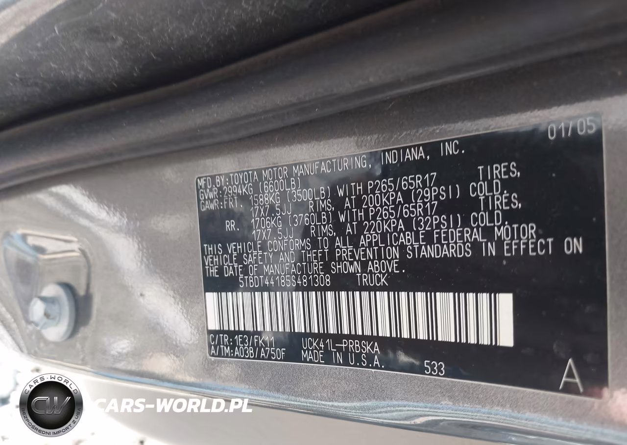 2005 Toyota Tundra Sr5 V8 VIN:5TBDT44185S481308 - 9