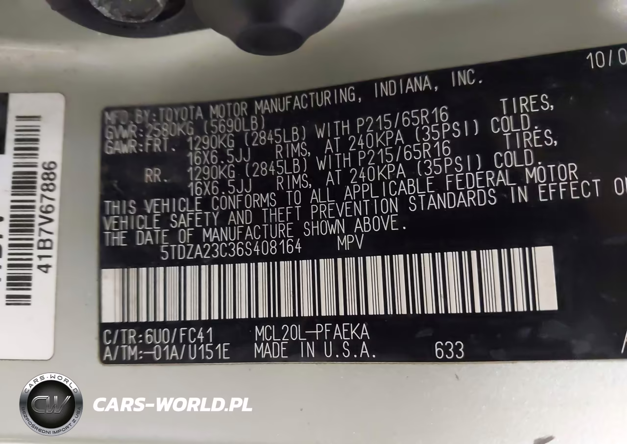 2006 Toyota Sienna Le VIN:5TDZA23C36S408164 - 9