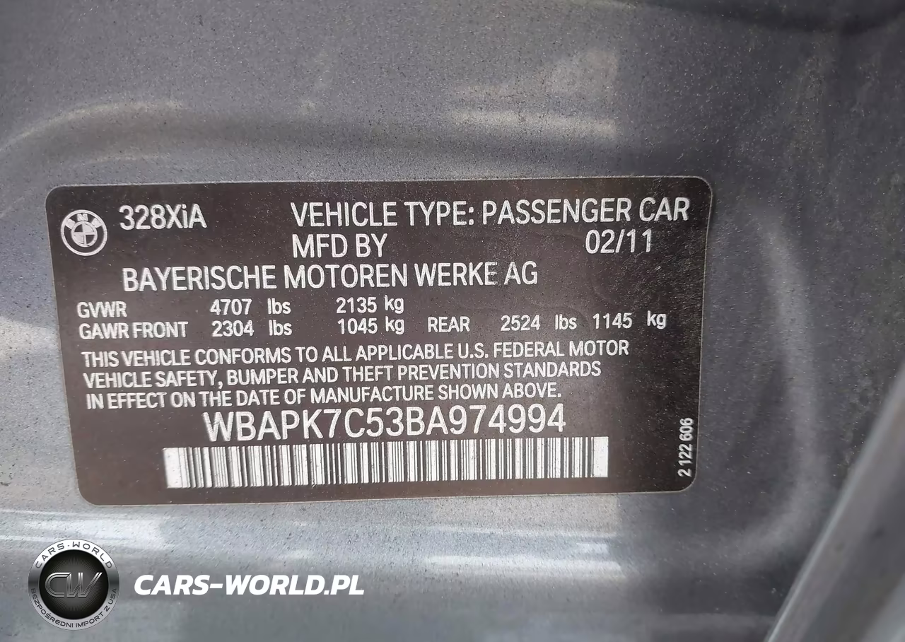 2011 BMW 328I xDrive VIN:WBAPK7C53BA974994 - 9