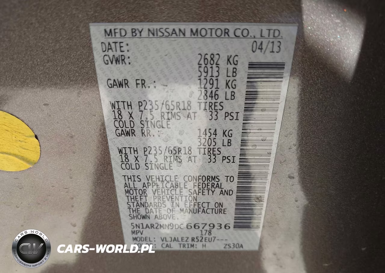 2013 Nissan Pathfinder Sv VIN:5N1AR2MN9DC667936 - 9
