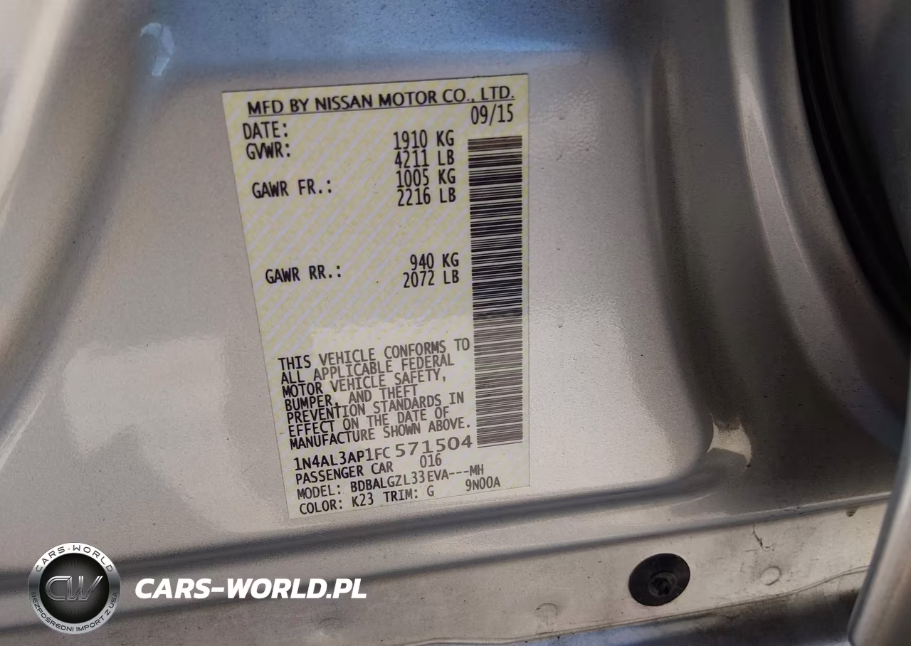 2015 Nissan Altima 2.5 S VIN:1N4AL3AP1FC571504 - 9