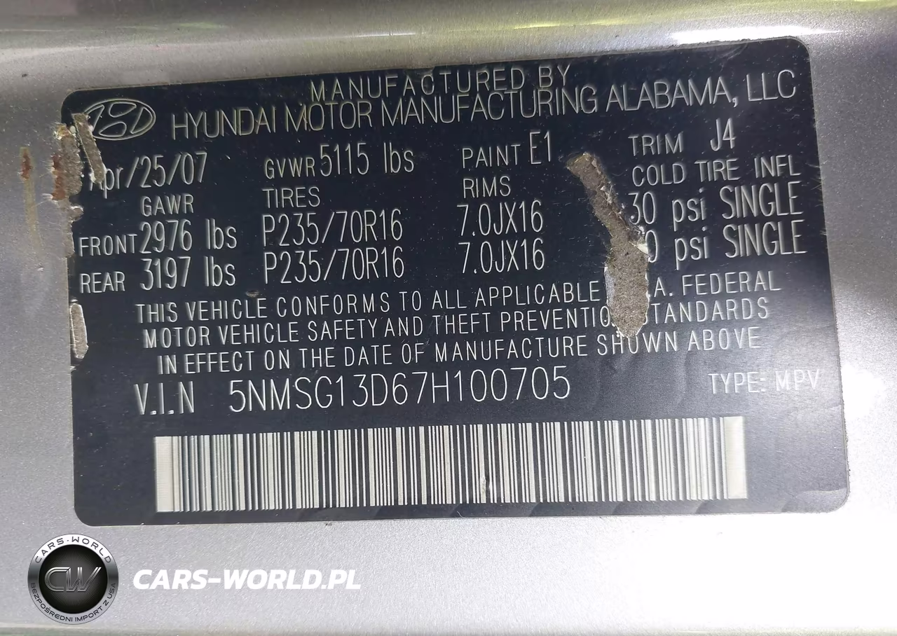 2007 Hyundai Santa Fe Gls VIN:5NMSG13D67H100705 - 9