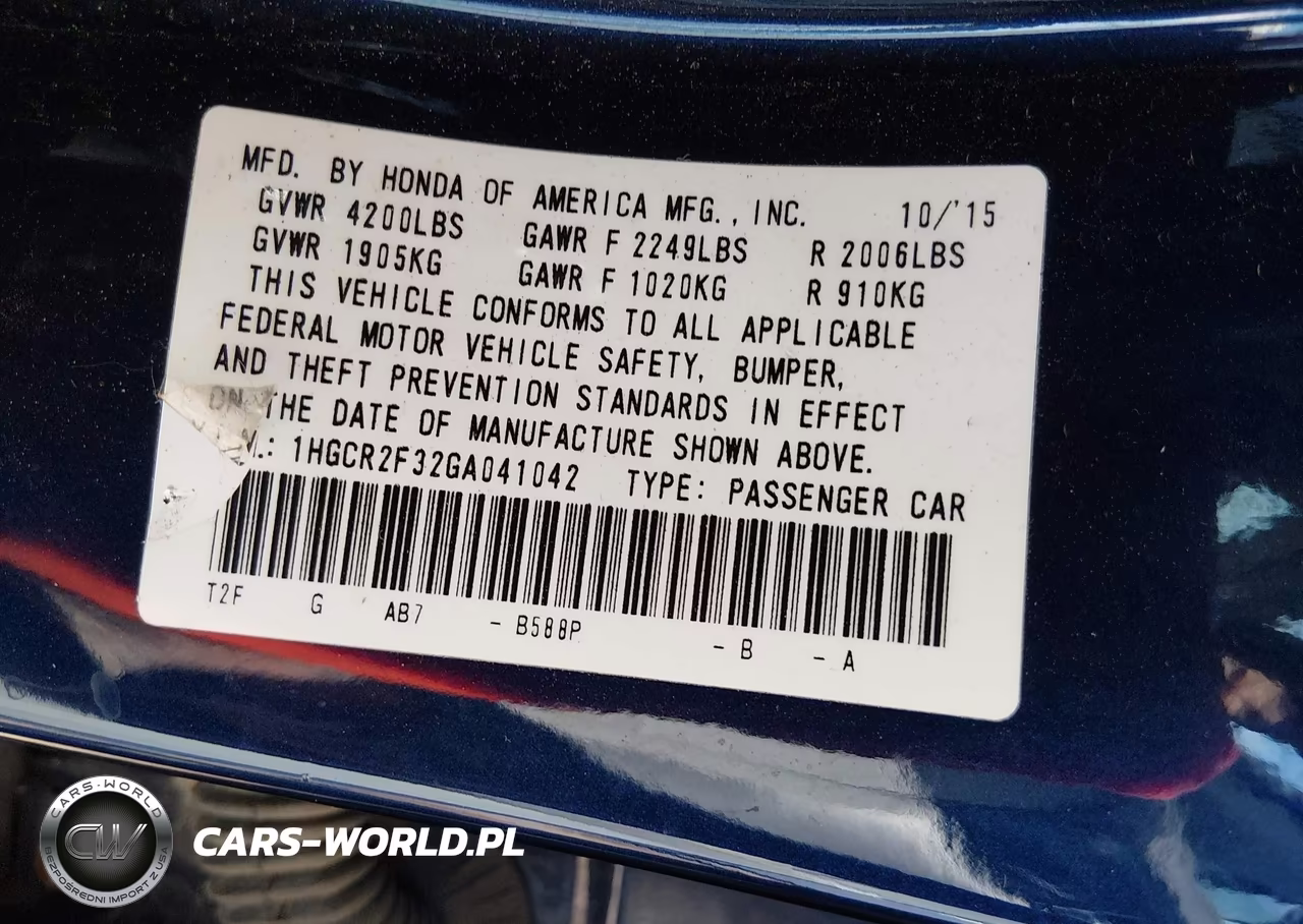 2016 Honda Accord Lx VIN:1HGCR2F32GA041042 - 9