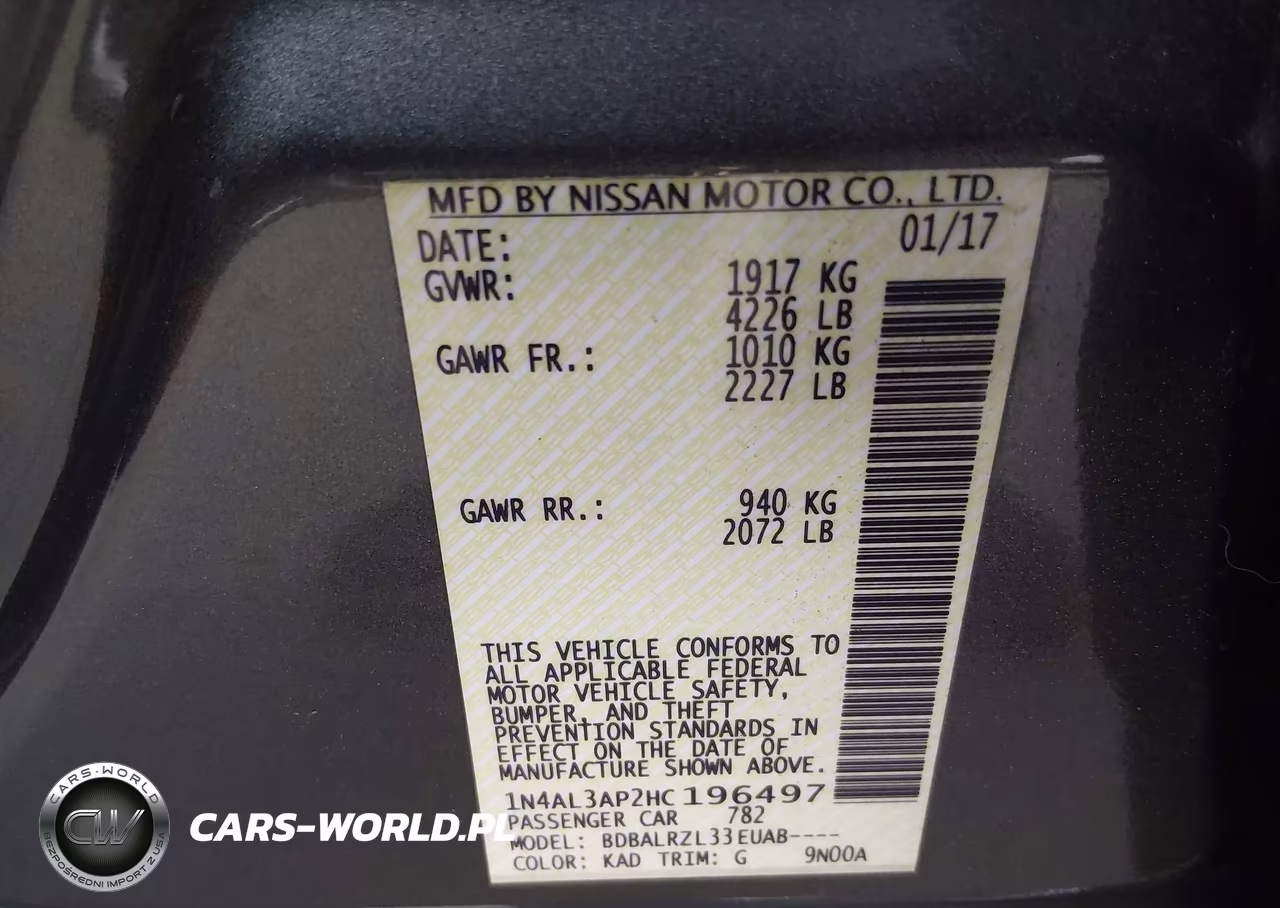2017 Nissan Altima 2.5 Sl VIN:1N4AL3AP2HC196497 - 9