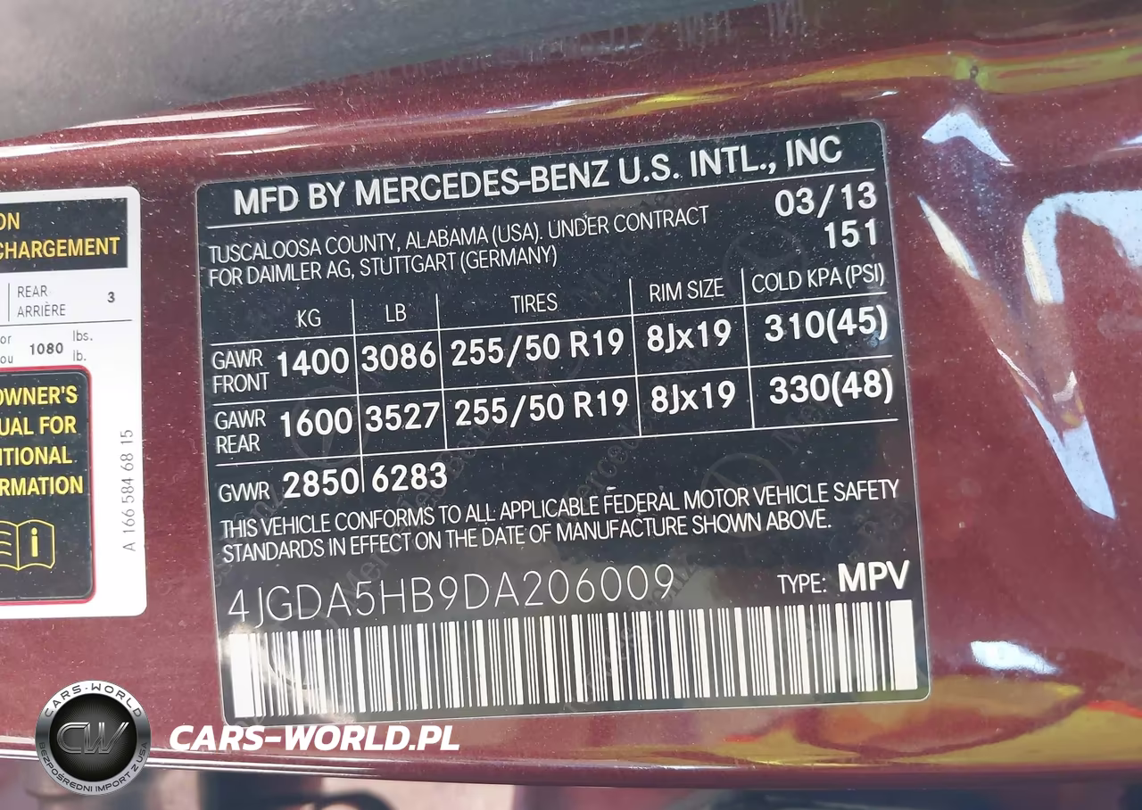 2013 Mercedes-Benz Ml 350 4Matic VIN:4JGDA5HB9DA206009 - 9