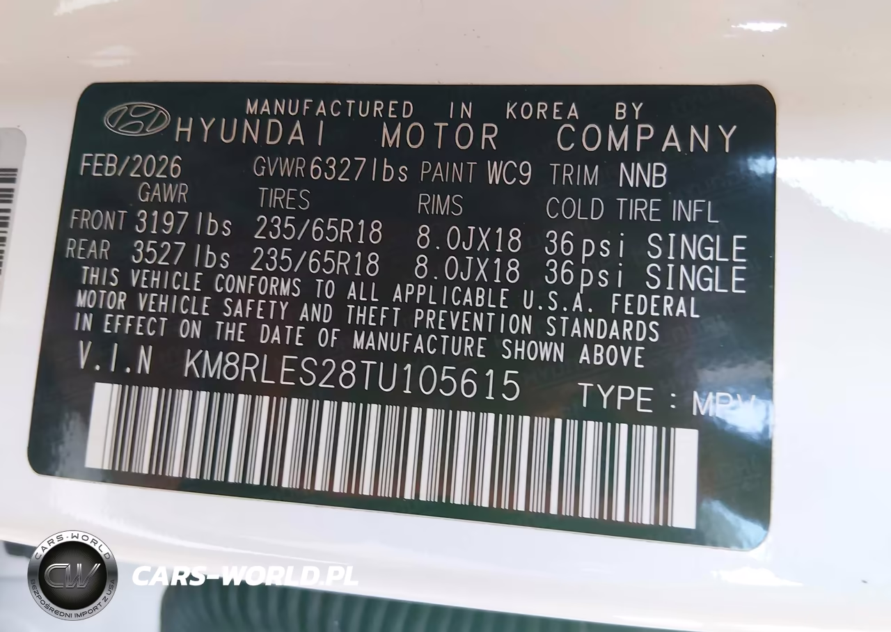 2026 Hyundai Palisade Sel 7P VIN:KM8RLES28TU105615 - 9