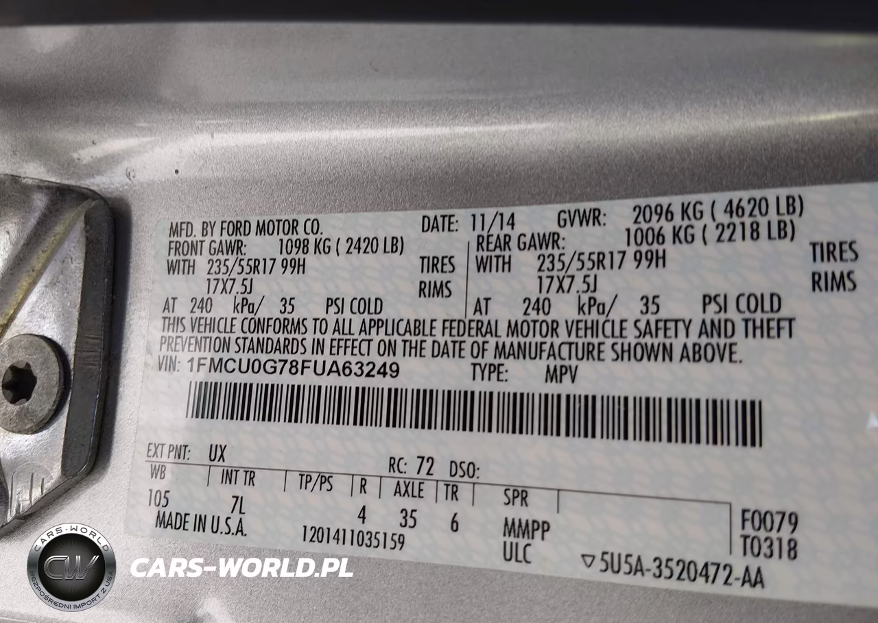 2015 Ford Escape Se VIN:1FMCU0G78FUA63249 - 9