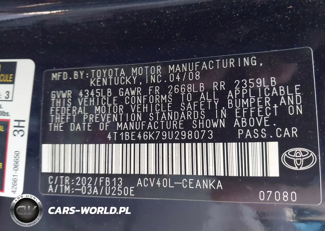 2009 Toyota Camry Le VIN:4T1BE46K79U298073 - 9