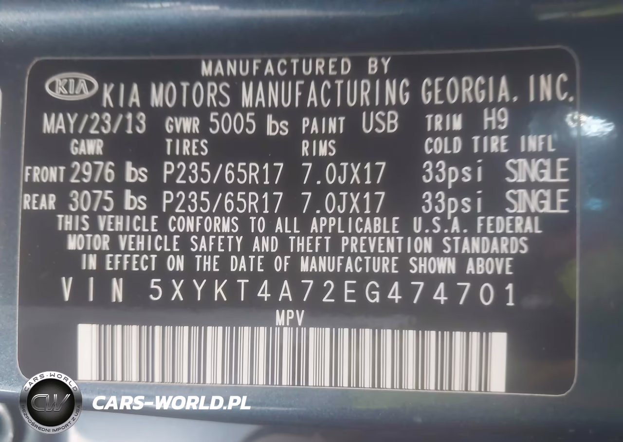 2014 Kia Sorento Lx V6 VIN:5XYKT4A72EG474701 - 9