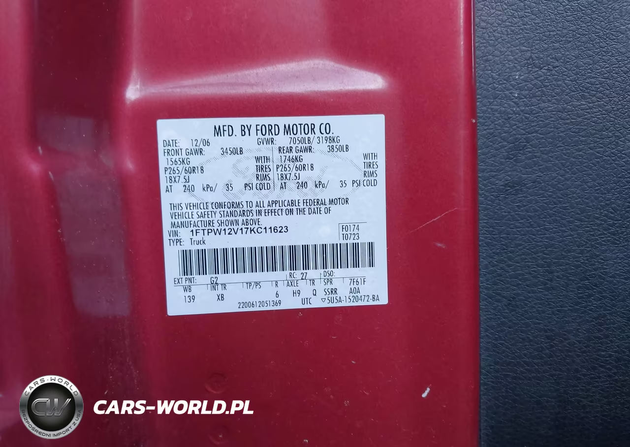2007 Ford F-150 Lariat-Xlt VIN:1FTPW12V17KC11623 - 9